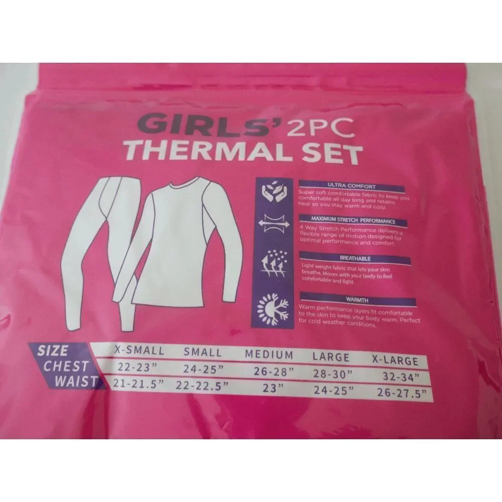GO UNDER Girls 2PC Thermal Set PURPLE Base Layer Ultra-Soft Size S 6/6X